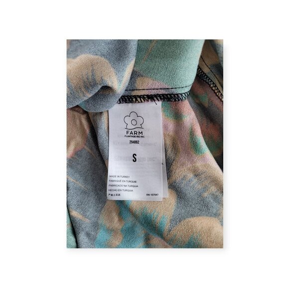 Farm Rio Autumn multicolored smocked back breathtaking viscose midi dress size S - Picture 16 of 16